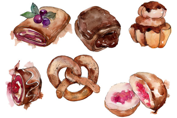 Dessert Berry Joy Watercolor Illustrations
