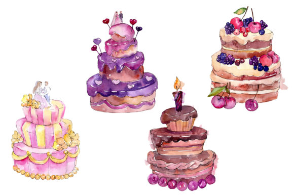 Dessert Michel Watercolor Illustrations