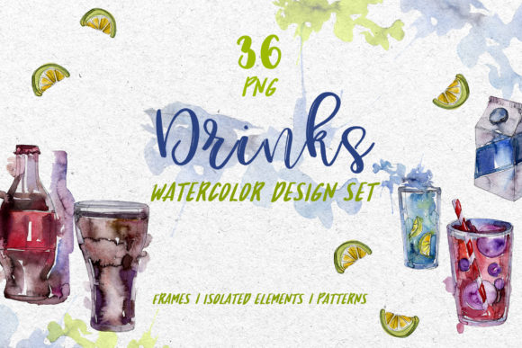 Drinks Refreshing Watercolor Illustrations
