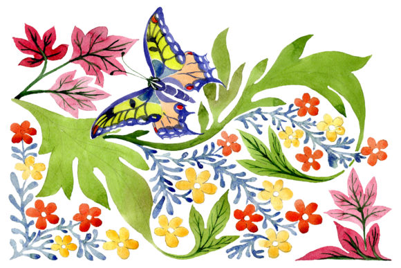European Floral Ornament Watercolor Illustrations