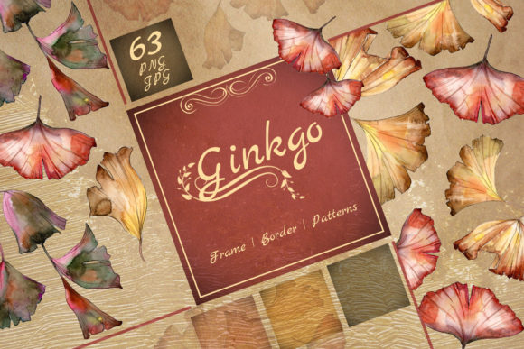 Ginkgo Leaves Watercolor Set