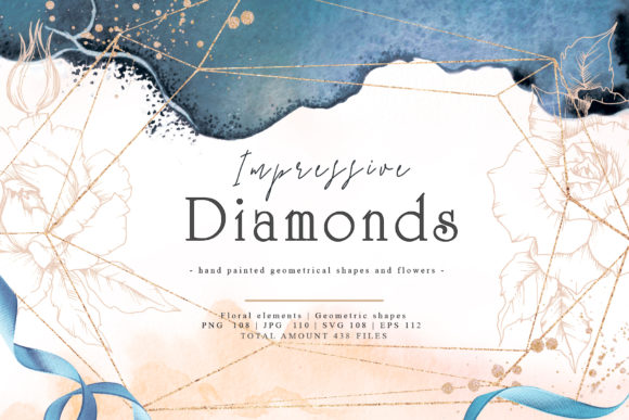 Impressive Diamonds Watercolor and Vector Set