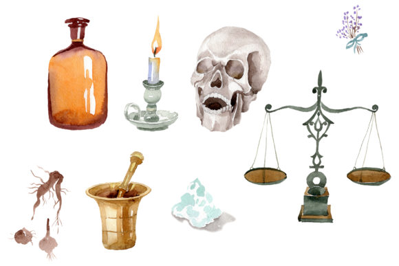 Pharmacy Devices Watercolor Illustrations