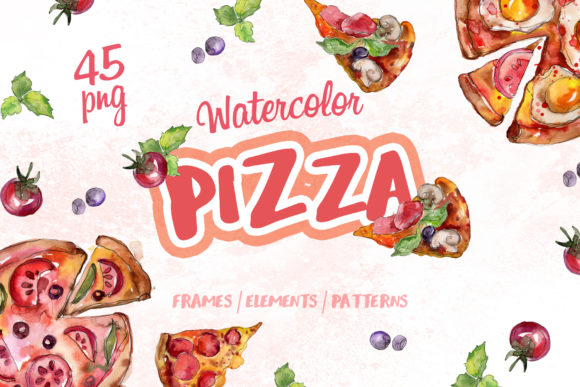 Pizza Watercolor Illustrations
