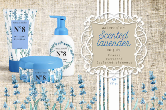 Scented Lavender Watercolor Flower Set Illustrations