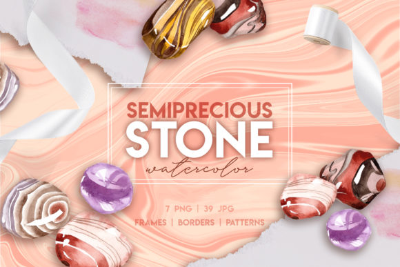 Semiprecious Stone Watercolor Set & Illustrations
